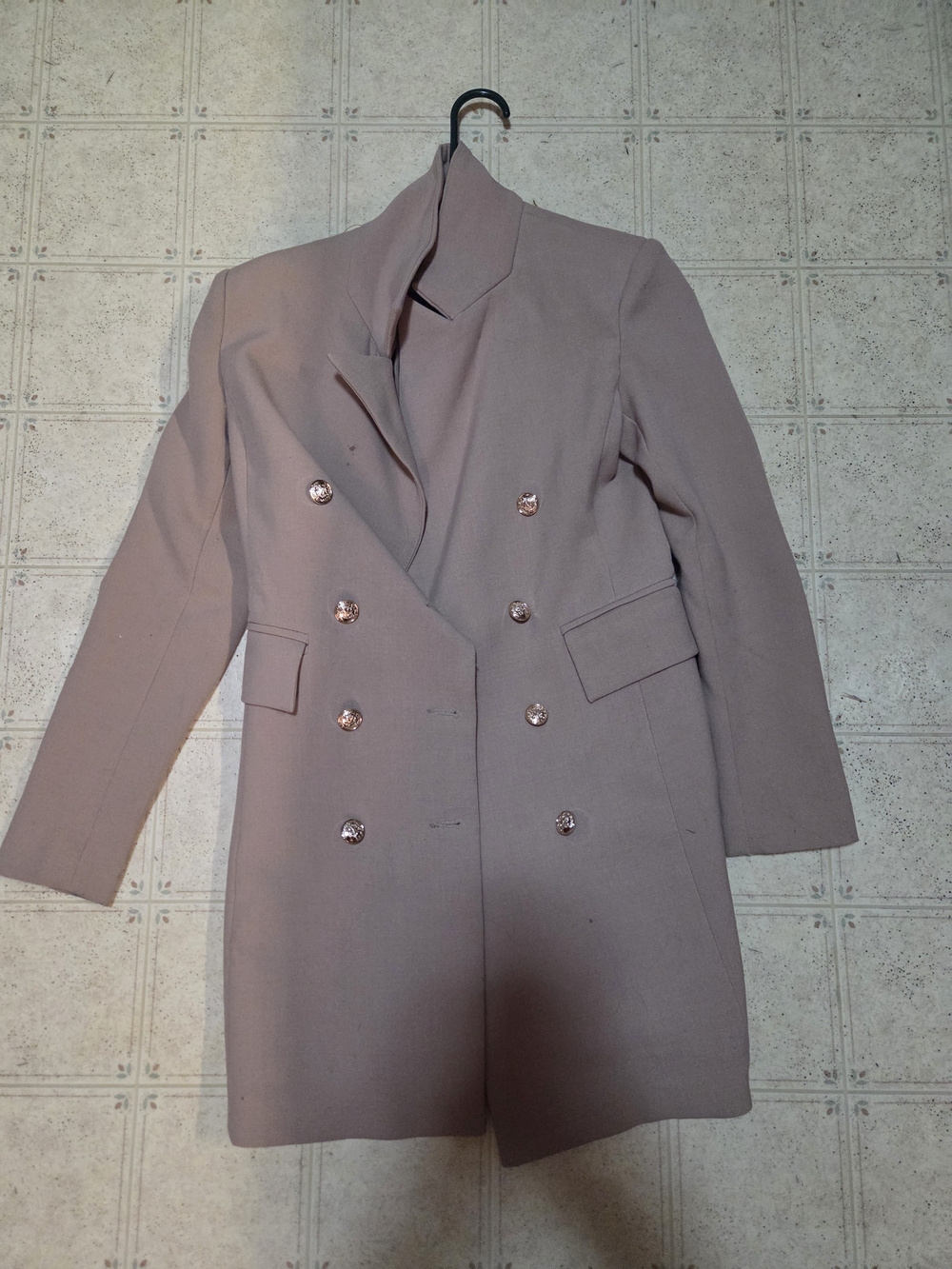 Lulu's Tan Double-Breasted Pea Coat